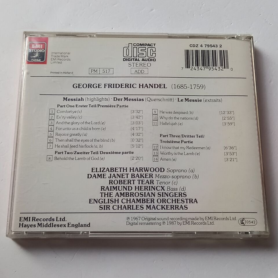 HANDEL: MESSIAH / HIGHLIGHTS - CHARLES MACKERRAS (1969) - CD REMASTERED 1987 REISSUE 2.EL