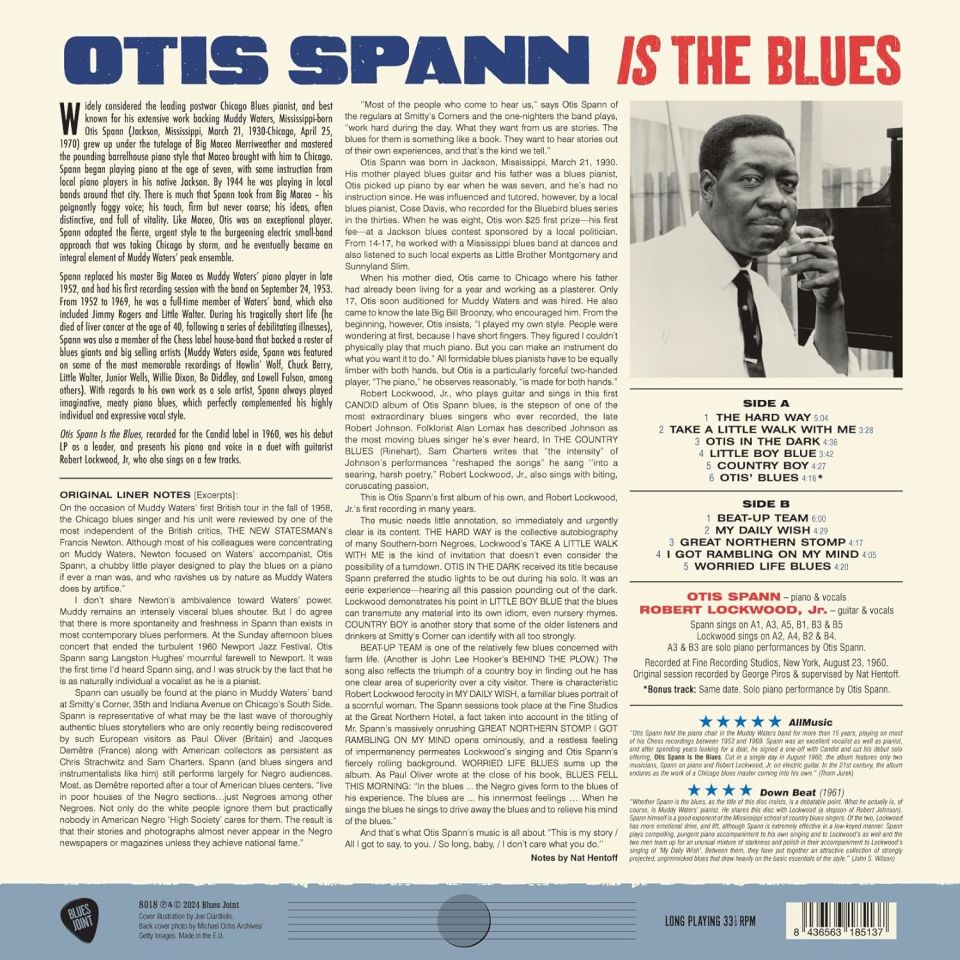 OTIS SPANN - OTIS SPANN IS THE BLUES (1961) - LP 180GR 2024 EDITION PIANO BLUES SIFIR PLAK