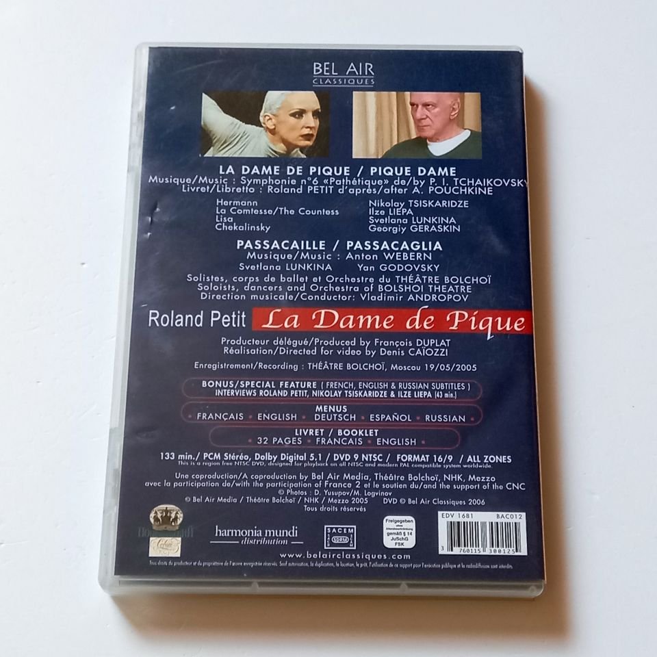 LA DAME DE PIQUE / PASSACAILLE - TCHAIKOVSKY, ROLAND PETIT, BOLSHOI BALLET, VLADIMIR ANDROPOV - DVD 2.EL