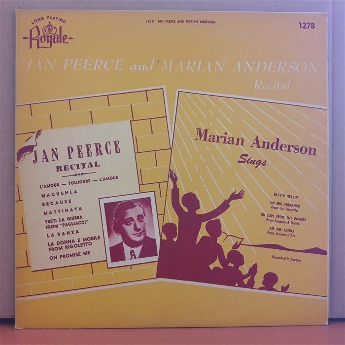 JAN PEERCE, MARIAN ANDERSON - RECITAL - LP 2.EL PLAK