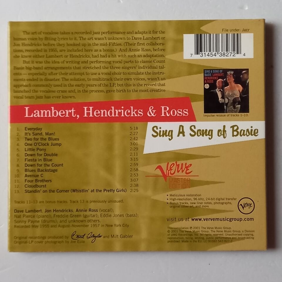 LAMBERT, HENDRICKS & ROSS – SING A SONG OF BASIE (1958) - CD DIGIPAK REMASTERED 2001 REISSUE 2.EL