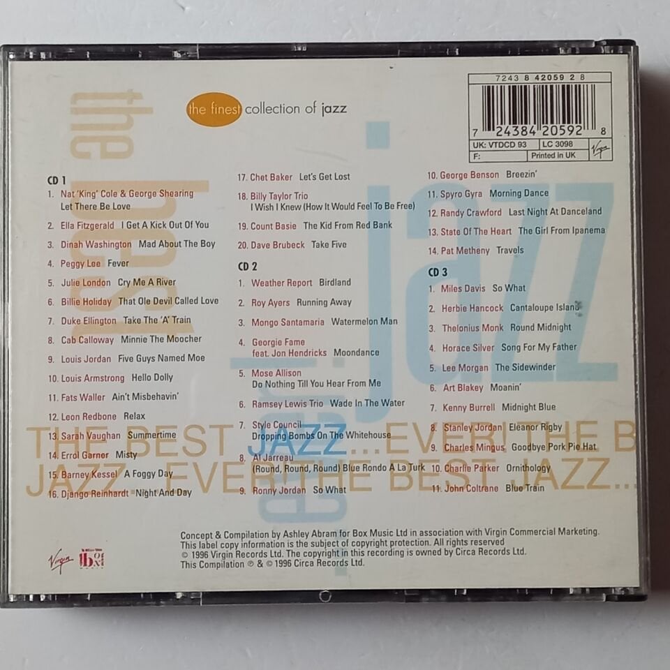 THE BEST JAZZ...EVER! - NAT KING COLE, ELLA FITZGERALD, PEGGY LEE, BILLIE HOLIDAY, LOUIS ARMSTRONG (1996) - 3CD 2.EL