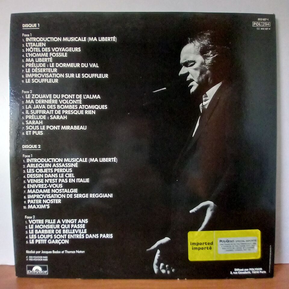 SERGE REGGIANI – A L'OLYMPIA (1983) - 2LP 2.EL PLAK