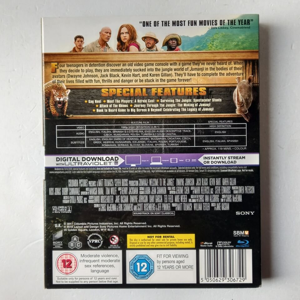 JUMANJI: WELCOME TO THE JUNGLE - DWAYNE JOHSNON, JACK BLACK, KEVIN HART - BLU-RAY 2.EL