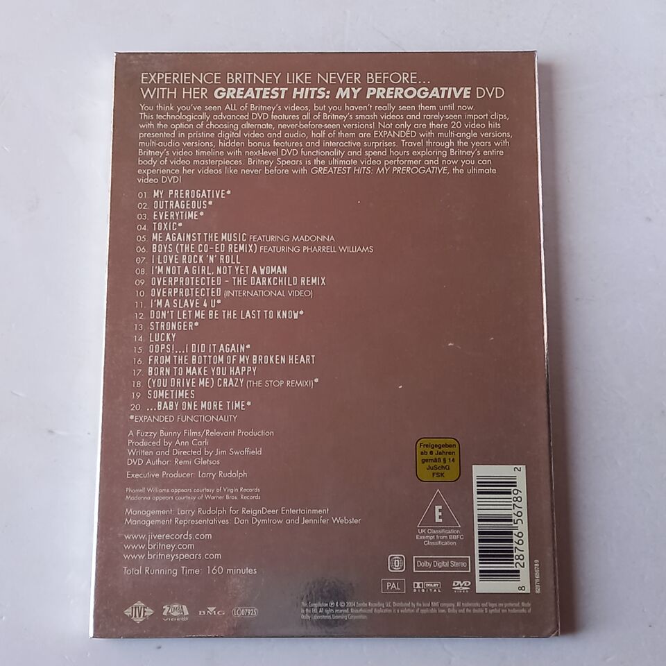 BRITNEY SPEARS - GREATEST HITS: MY PREROGATIVE - DVD DIGIPAK 2.EL