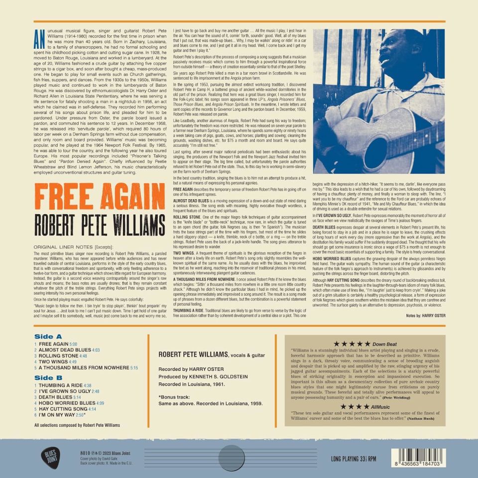 ROBERT PETE WILLIAMS - FREE AGAIN (1961) - LP 180GR 2023 EDITION SIFIR PLAK