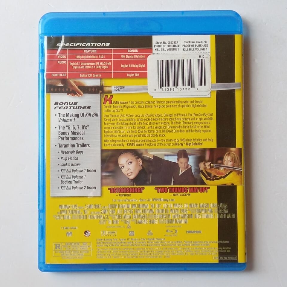 KILL BILL: VOLUME 1 - QUENTIN TARANTINO, UMA THURMAN, LUCY LIU, VIVICA A. FOX - BLU-RAY 2.EL