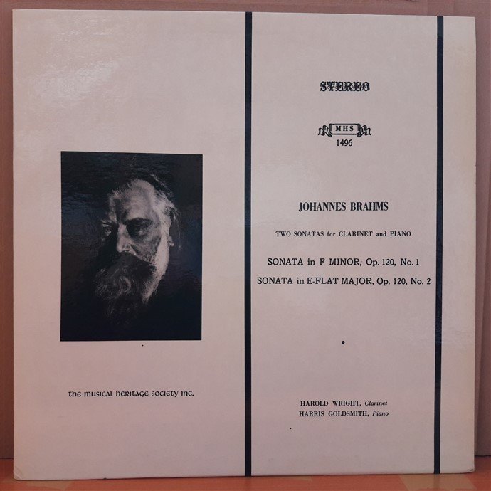 BRAHMS: TWO SONATAS FOR CLARINET AND PIANO, HAROLD WRIGHT & HARRIS GOLDSMITH - PLAK 2.EL