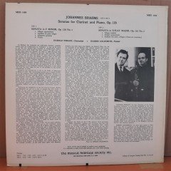 BRAHMS: TWO SONATAS FOR CLARINET AND PIANO, HAROLD WRIGHT & HARRIS GOLDSMITH - PLAK 2.EL