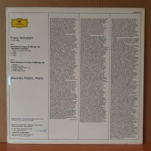 FRANZ SCHUBERT: WANDERER FANTASIA / PIANO SONATA IN A MINOR / MAURIZIO POLLINI (1974) - LP 2.EL PLAK