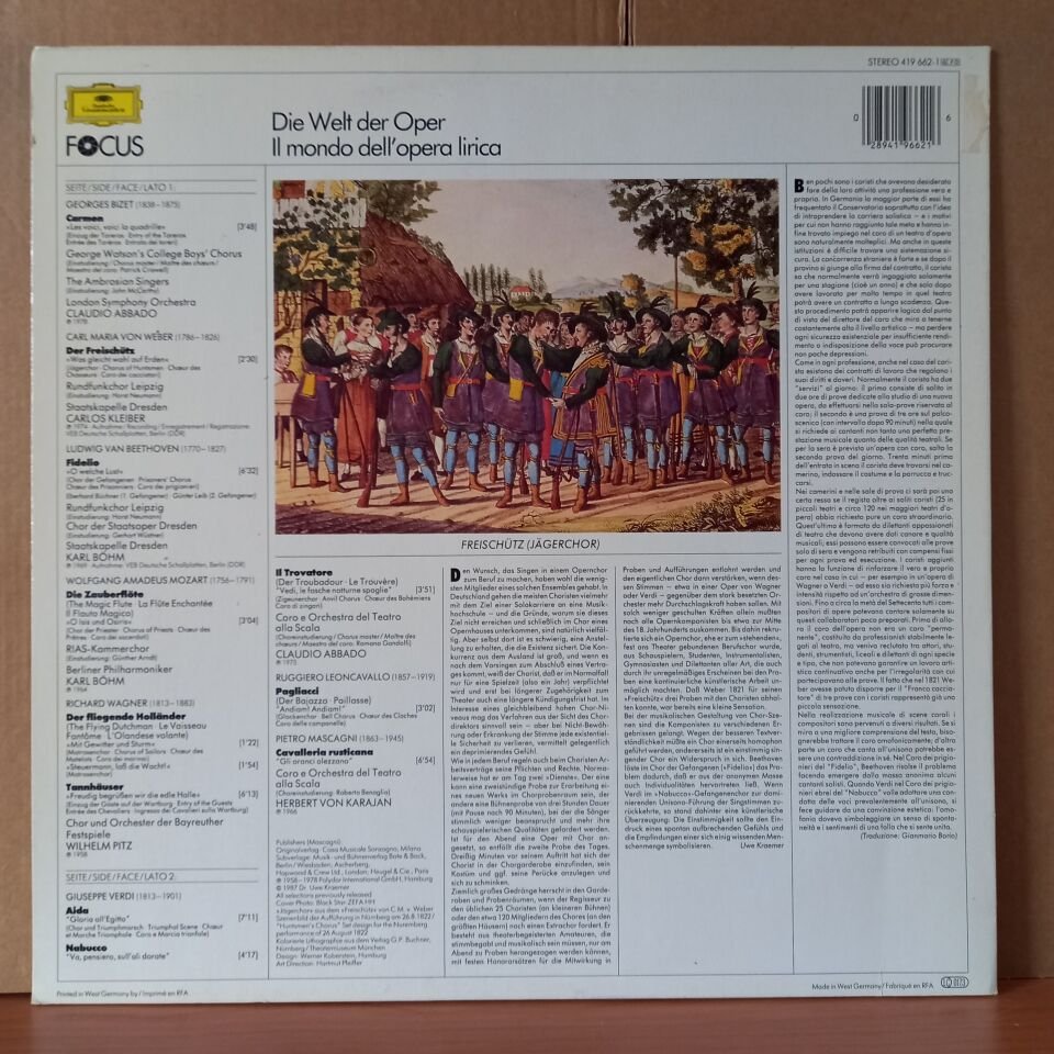 MIT GEWITTER UND STURM - BELIEBTE OPERNCHÖRE / BIZET, BEETHOVEN, MOZART, WAGNER, VERDI (1987) - LP 2.EL PLAK