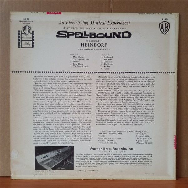 SPELLBOUND SOUNDTRACK / HEINDORF (1958) - LP 2.EL PLAK