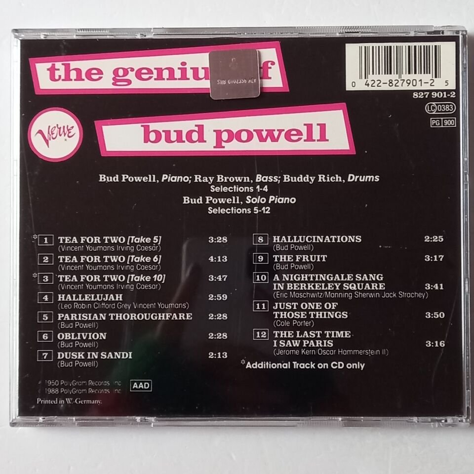 BUD POWELL – THE GENIUS OF BUD POWELL (1954) - CD 1988 REISSUE 2.EL