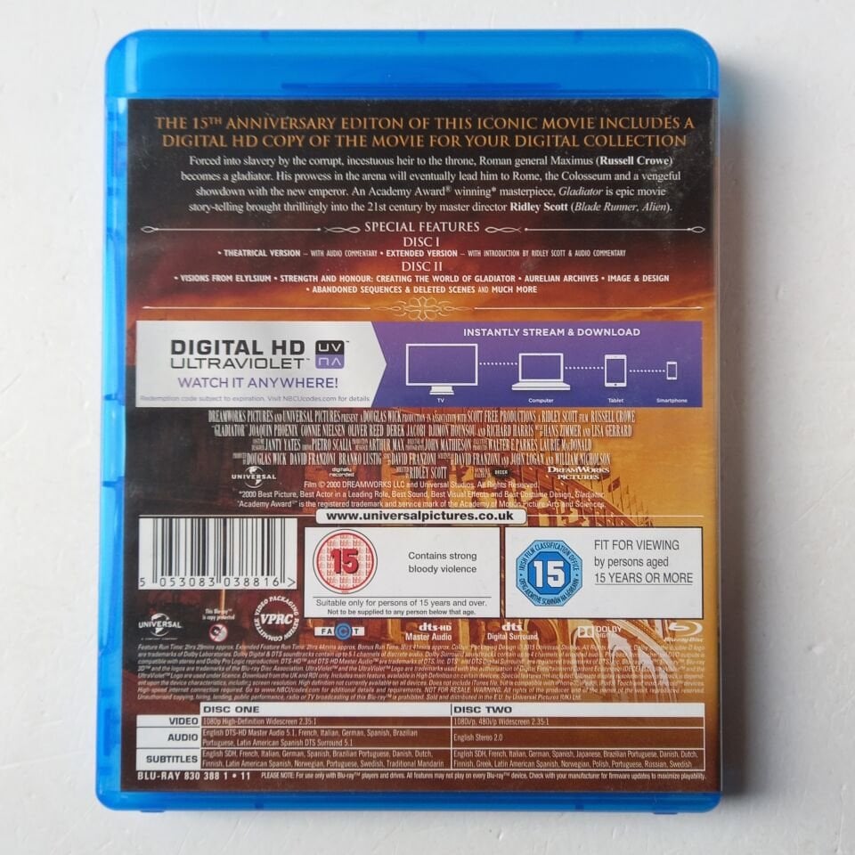 GLADIATOR / 15TH ANNIVERSARY SPECIAL EDITION - RUSSELL CROWE, RIDLEY SCOTT - 2 DİSK BLU-RAY 2.EL