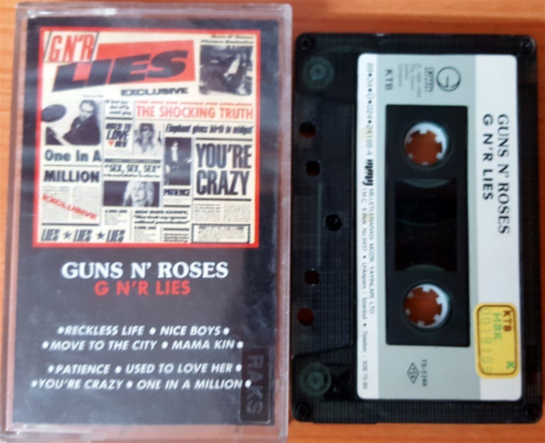 GUNS 'N' ROSES - G N 'R LIES (1989) MMY CASSETTE MADE IN TURKEY ''USED''