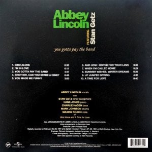 ABBEY LINCOLN feat STAN GETZ - YOU GOTTA PAY THE BAND (1991) - 2LP VERVE SIFIR PLAK