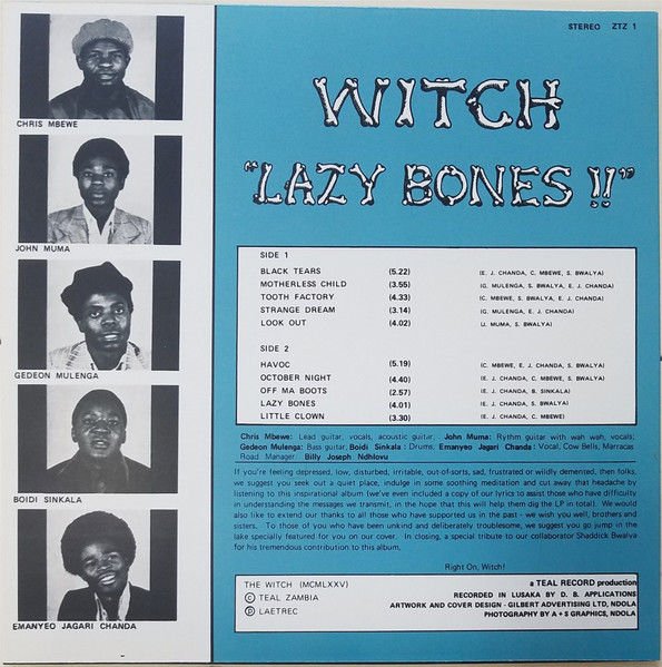 WITCH - LAZY BONES (1975) - LP 2021 COLOURED EDITION PSYCHEDELIC GARAGE ROCK SIFIR PLAK
