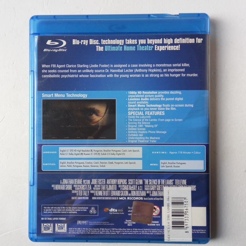 THE SILENCE OF THE LAMBS - JODIE FOSTER, ANTHONY HOPKINS, SCOTT GLENN - BLU-RAY 2.EL