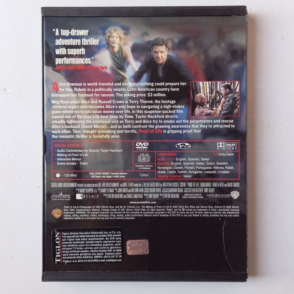 PROOF OF LIFE - MEG RYAN, RUSSELL CROWE - DVD SNAP CASE 2.EL