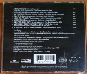 HOT TUNA - BURGERS (1972) - CD REMASTERED 1988 REISSUE 2.EL