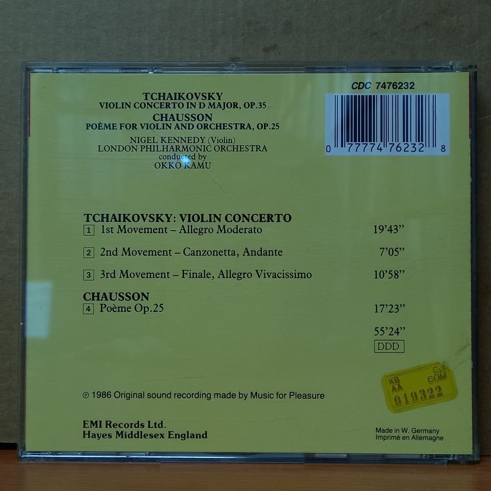 TCHAIKOVSKY, CHAUSSON, NIGEL KENNEDY, LONDON PHILHARMONIC ORCHESTRA, OKKO KAMU - VIOLIN CONCERTO / POÈME  (1986) - CD 2.EL