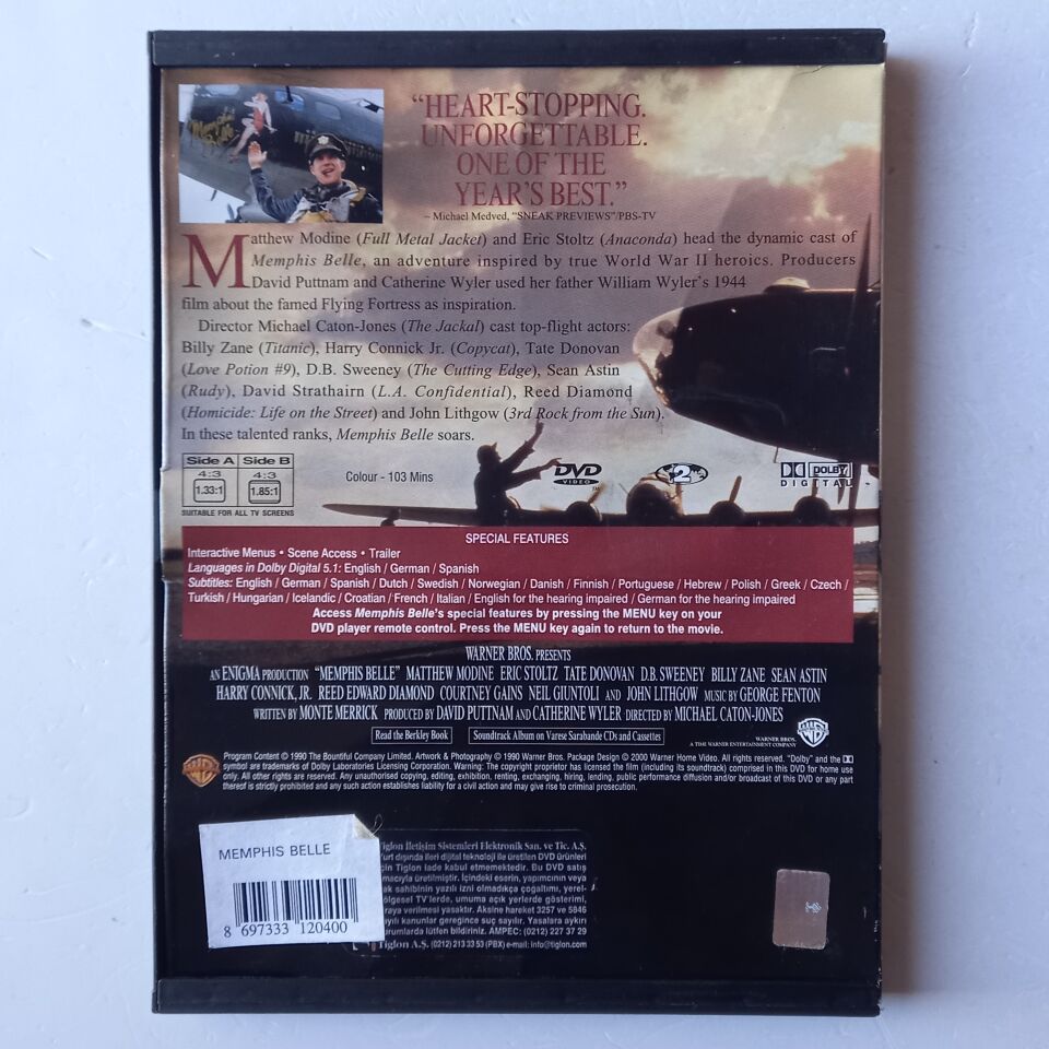 MEMPHIS BELLE - MATTHEW MODINE, ERIC STOLTZ - DVD SNAP CASE 2.EL