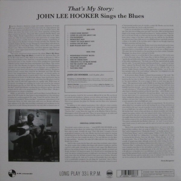 JOHN LEE HOOKER - THAT'S MY STORY / SINGS THE BLUES (1960) - LP 2017 REISSUE SIFIR PLAK