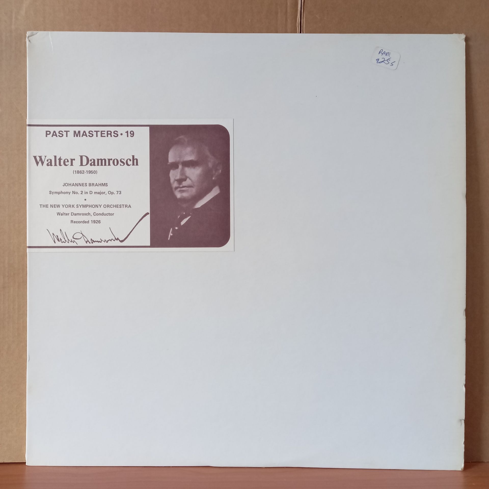 WALTER DAMROSCH / BRAHMS: SYMPHONY NO. 2 / NEW YORK SYMPHONY ORCHESTRA - LP 2.EL PLAK