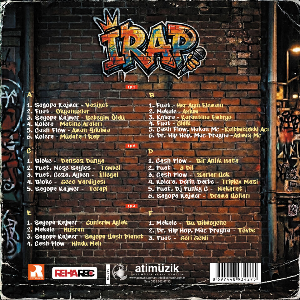 İRAP - TÜRKÇE HIP HOP / ÇEŞİTLİ SANATÇILAR SAGOPA KAJMER CEZA FUAT KOLERA AYBEN CASH FLOW (2007) - 3xLP 180GR RENKLİ SIFIR PLAK