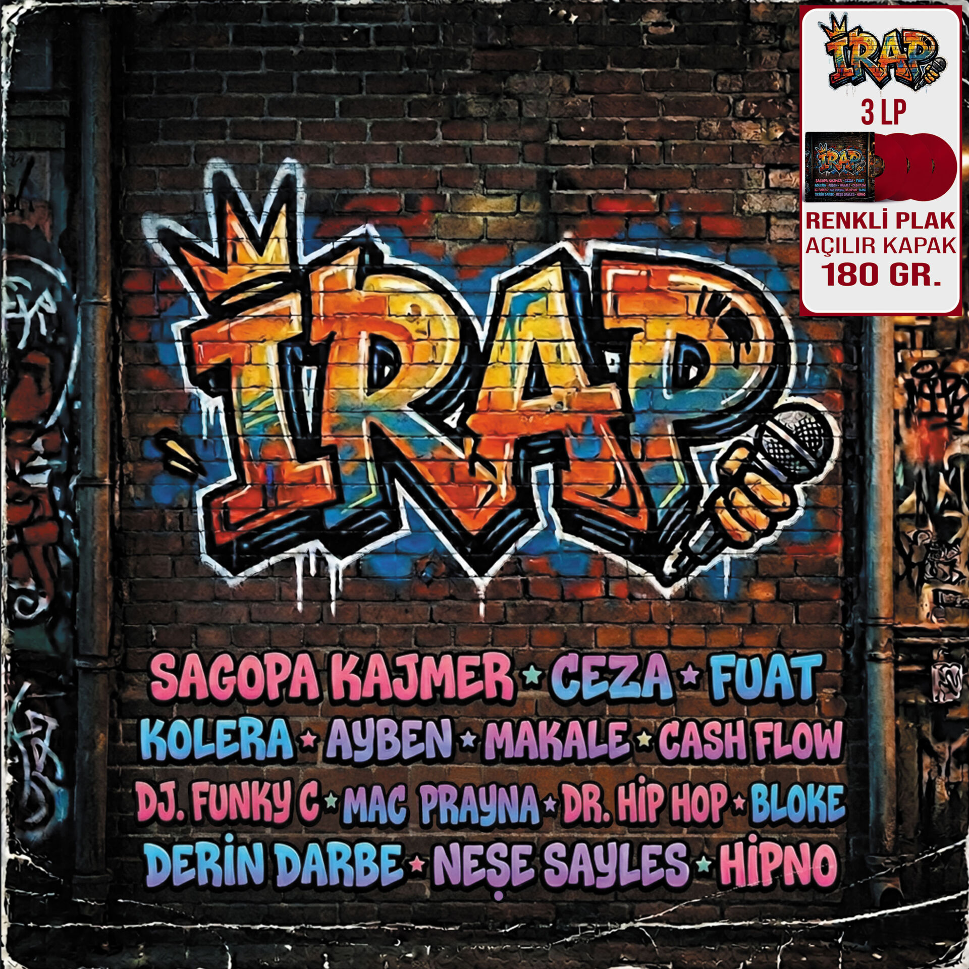 İRAP - TÜRKÇE HIP HOP / ÇEŞİTLİ SANATÇILAR SAGOPA KAJMER CEZA FUAT KOLERA AYBEN CASH FLOW (2007) - 3xLP 180GR RENKLİ SIFIR PLAK