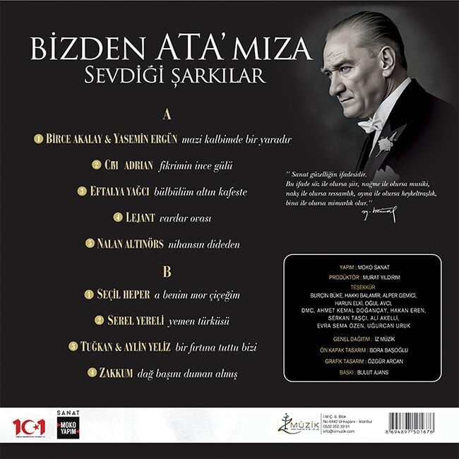 BİZDEN ATA'MIZA SEVDİĞİ ŞARKILAR - VASİYET - LP 2026 BASIM SIFIR PLAK