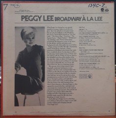 PEGGY LEE - BROADWAY A LA LEE  - PLAK 2.EL
