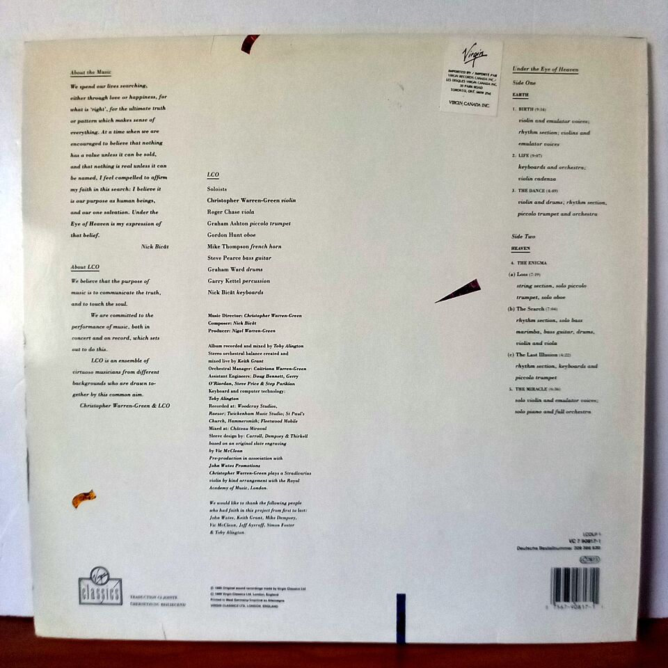 THE LONDON CHAMBER ORCHESTRA / LCO – UNDER THE EYE OF HEAVEN (1989) - LP 2.EL PLAK