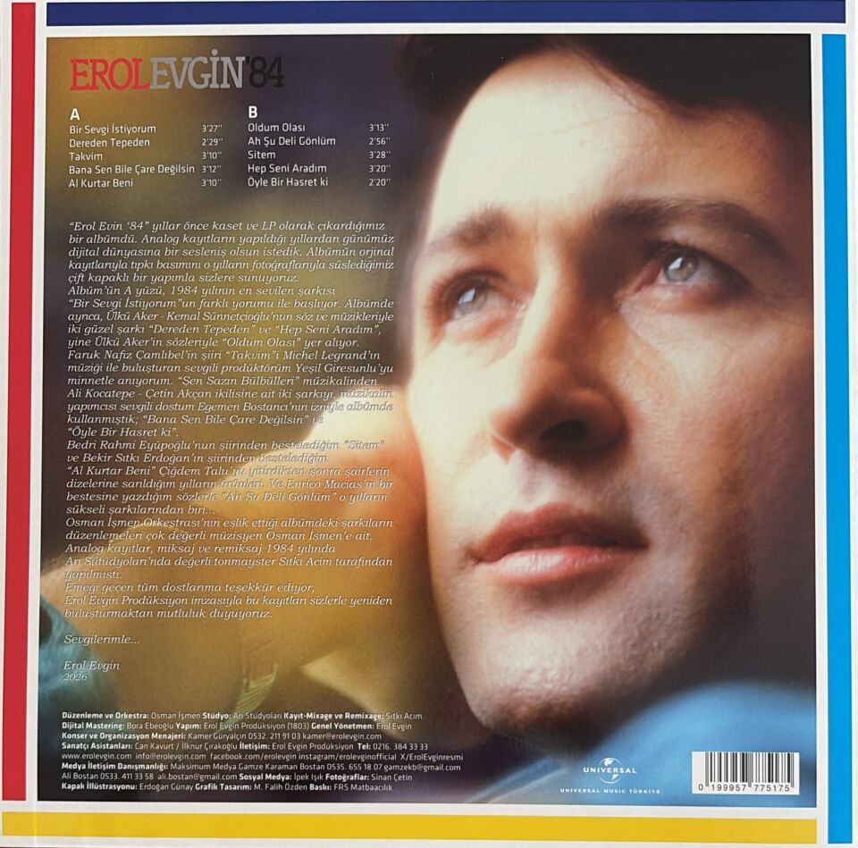 EROL EVGİN - EROL EVGİN '84 (1984) - LP 2026 BASIM SIFIR PLAK