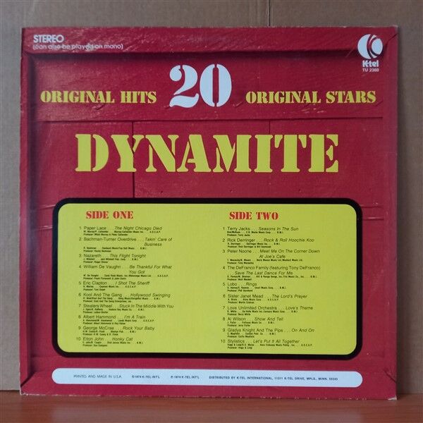 DYNAMITE / PAPER LACE, ELTON JOHN, ERIC CLAPTON, LOBO, KOOL AND THE GANG, AL WILSON, NAZARETH (1974) - LP 2.EL PLAK