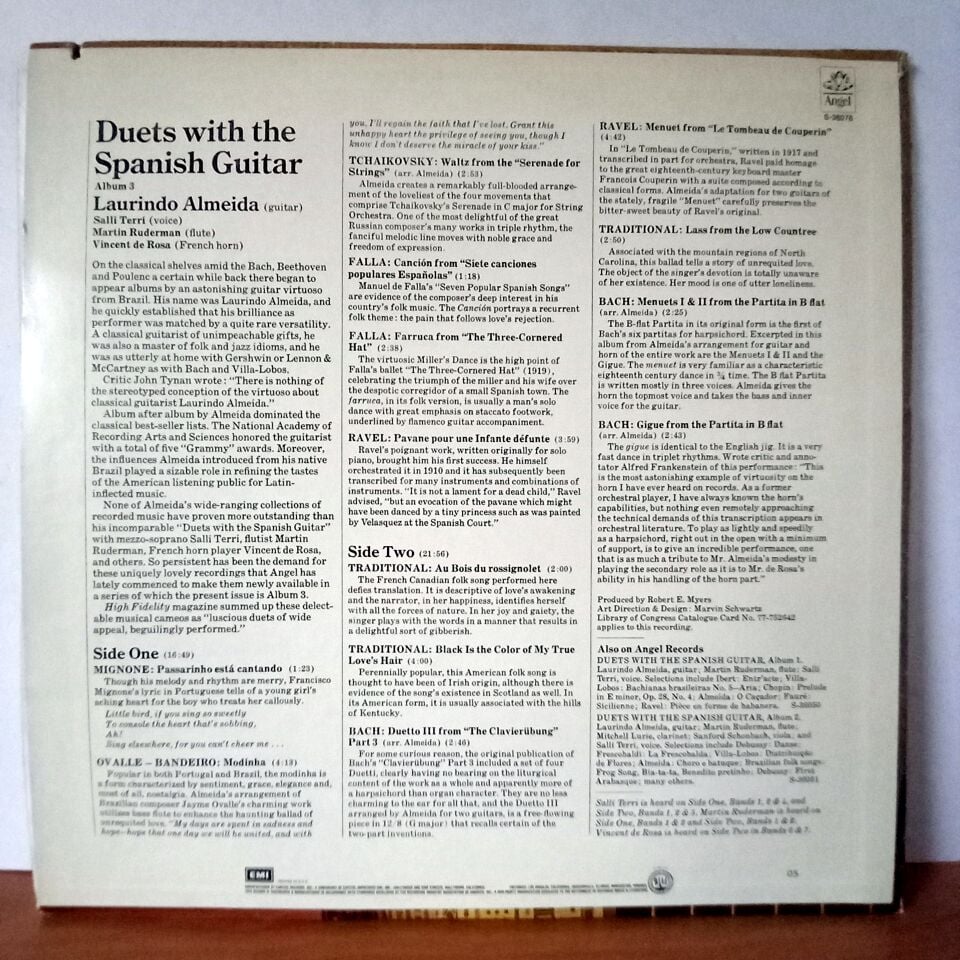 DUETS WITH THE SPANISH GUITAR ALBUM 3 / LAURINDO ALMEIDA, SALLI TERRI, MARTIN RUDERMAN, VINCENT DE ROSA - LP 2.EL PLAK