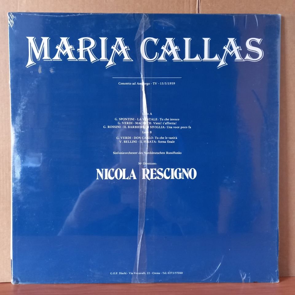 MARIA CALLAS / CONCERTO AD AMBURGO TV-15/5/1959, SINFONIEORCHESTER DES NORDDEUTSCHEN RUNDFUNKS, NIKOLA RESCIGNO - LP DÖNEM BASKISI SIFIR PLAK