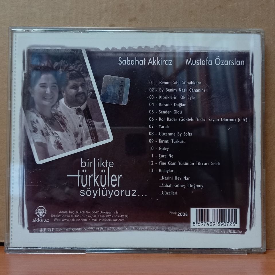 SABAHAT AKKİRAZ & MUSTAFA ÖZARSLAN - BİRLİKTE TÜRKÜLER SÖYLÜYORUZ (2008) - CD 2.EL