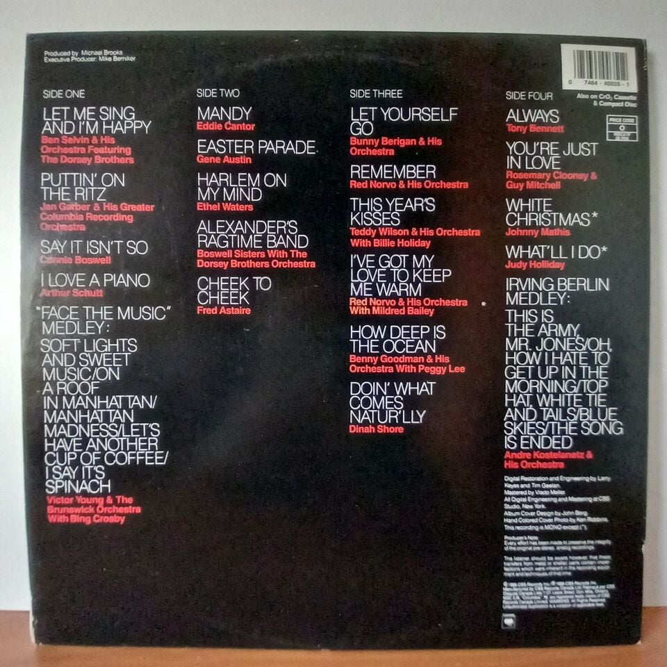 VARIOUS – IRVING BERLIN: A HUNDRED YEARS / EDDIE CANTOR, FRED ASTAIRE, DINAH SHORE, TONY BENNETT (1988) - 2LP 2.EL PLAK