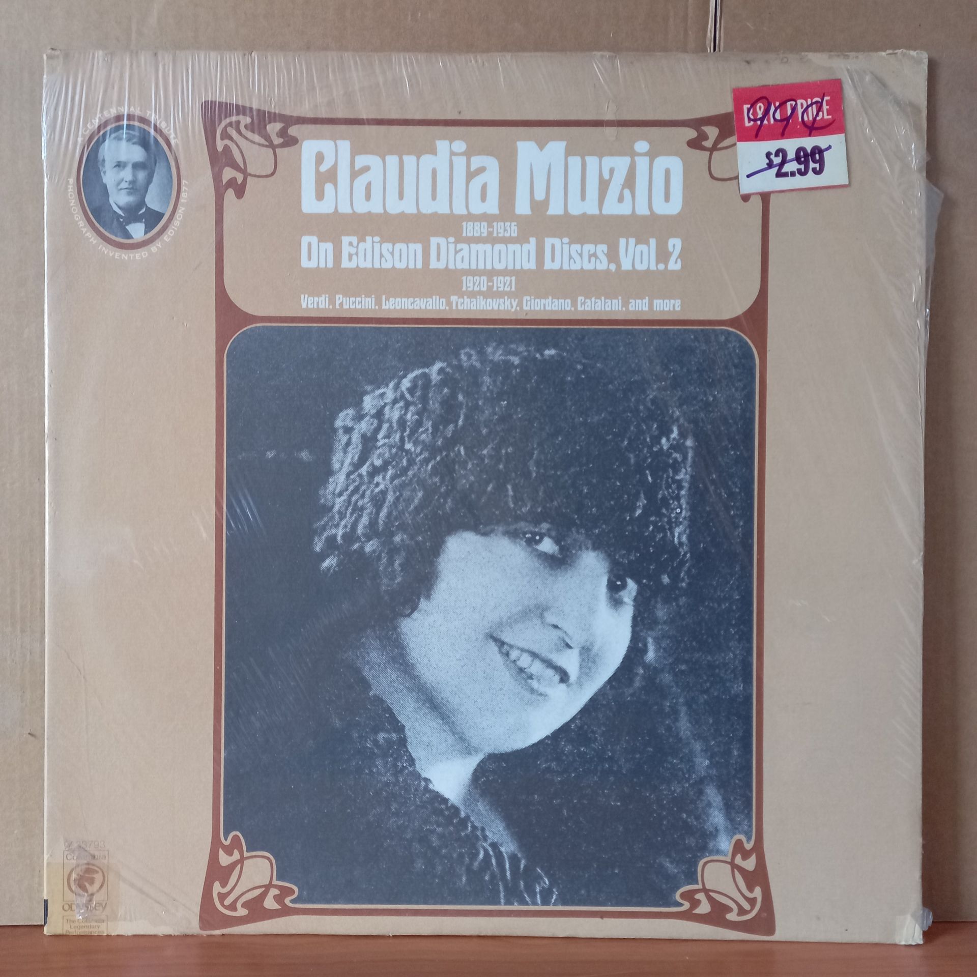 CLAUDIA MUZIO – ON EDISON DIAMOND DISCS, VOL. 2 1920-1921 (1976) - LP DÖNEM BASKISI SIFIR PLAK