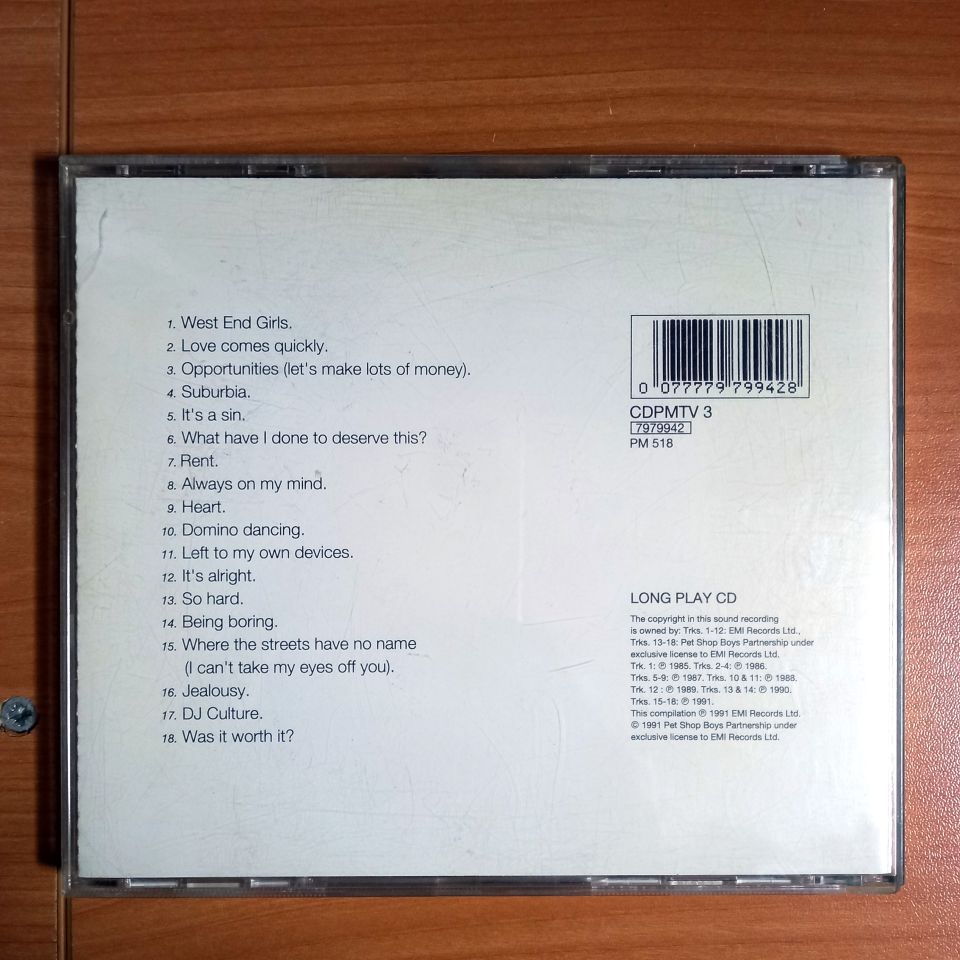 PET SHOP BOYS – DISCOGRAPHY / THE COMPLETE SINGLES COLLECTION (1991) - CD 2.EL