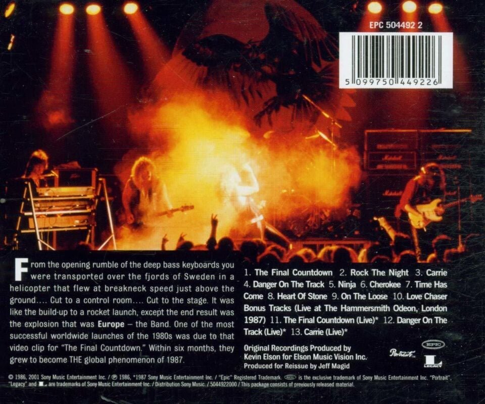 EUROPE - THE FINAL COUNTDOWN (1986) - CD REMASTERED 2011 REISSUE JEWEL CASE AMBALAJINDA SIFIR