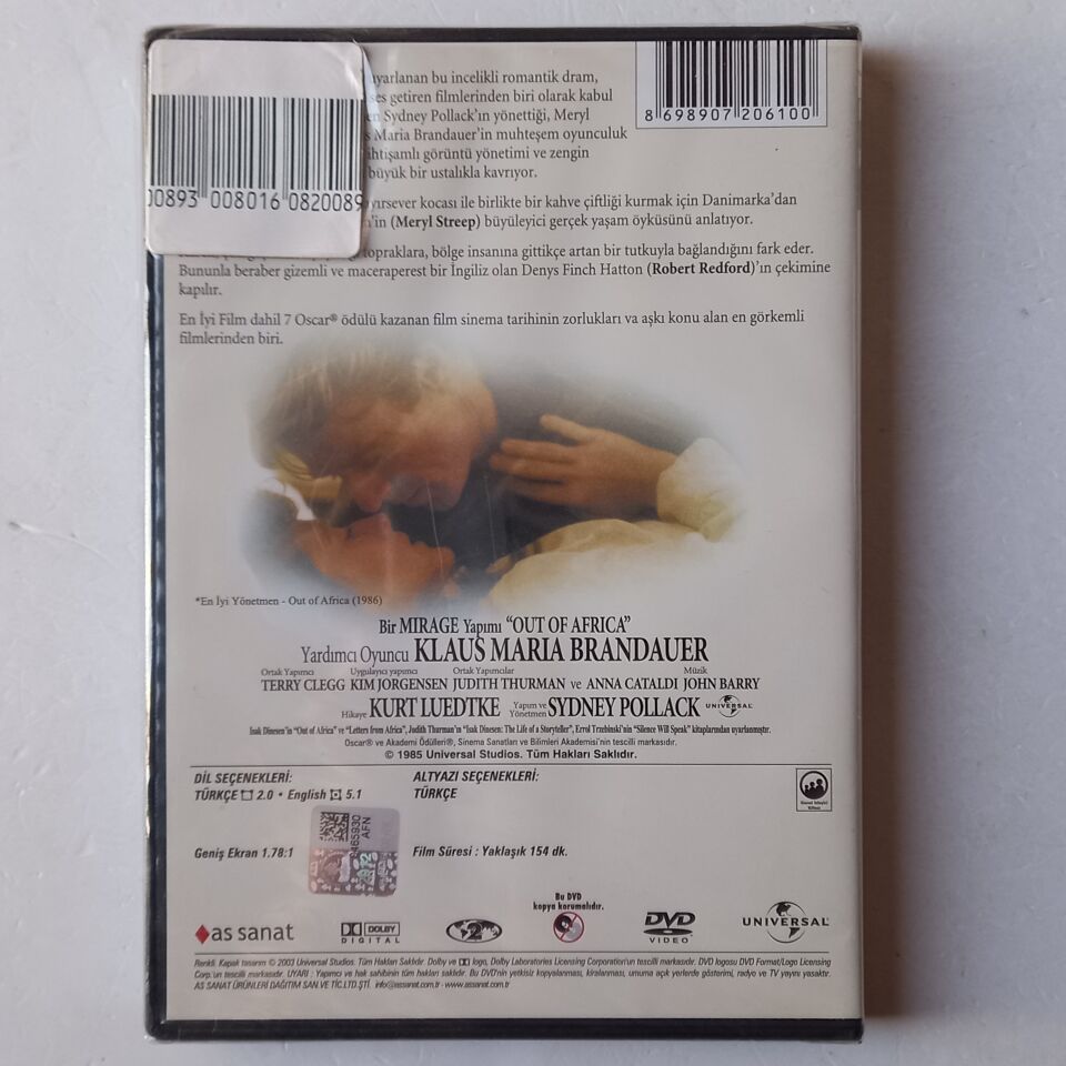 BENİM AFRİKAM / OUT OF AFRICA - SYDNEY POLLACK, ROBERT REDFORD, MERYL STREEP - DVD AMBALAJINDA SIFIR