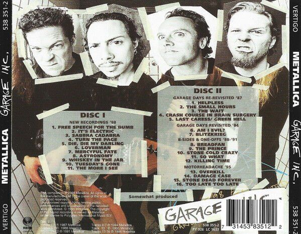 METALLICA – GARAGE INC. (1998) - 2xCD REISSUE / JEWEL CASE AMBALAJINDA SIFIR ÜRÜN