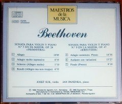 BEETHOVEN - SONATAS PARA VIOLIN Y PIANO ''PRIMAVERA'' Y ''KREUTZER'' / JOSEF SUK, VIOLIN - JAN PANENKA, PIANO (1988) MAESTROS DE LA MUSICA CD 2.EL