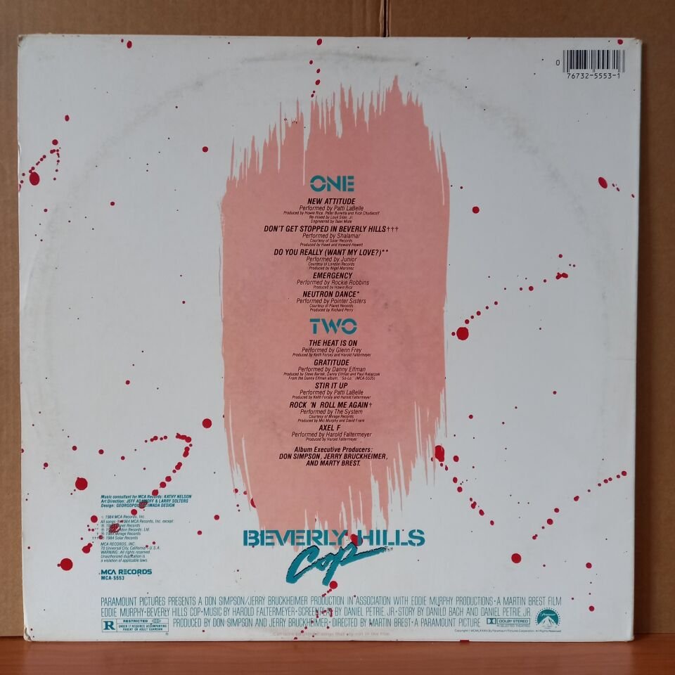 BEVERLY HILLS COP / MUSIC FROM THE MOTION PICTURE SOUNDTRACK / GLENN FREY, PATTI LA BELLE, POINTER SISTERS, ROCKIE ROBBINS, SHALAMAR, DANNY ELFMAN, JUNIOR (1984) - LP 2.EL PLAK