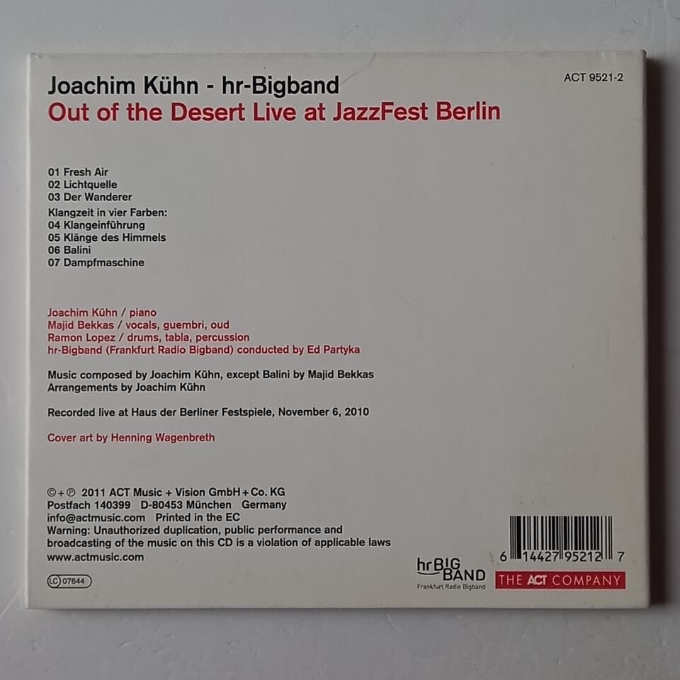 JOACHIM KÜHN TRIO & HR-BIGBAND – OUT OF THE DESERT LIVE AT JAZZFEST BERLIN (2011) - CD DIGIPAK 2.EL