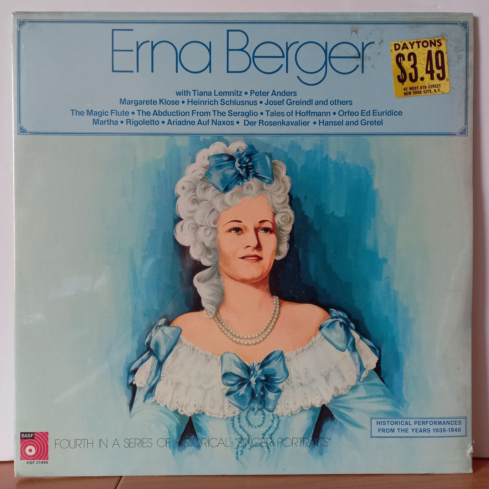 ERNA BERGER - HISTORIC PERFORMANCES FROM THE YEARS 1935-1946 (1973) - 2LP  DÖNEM BASKI SIFIR PLAK