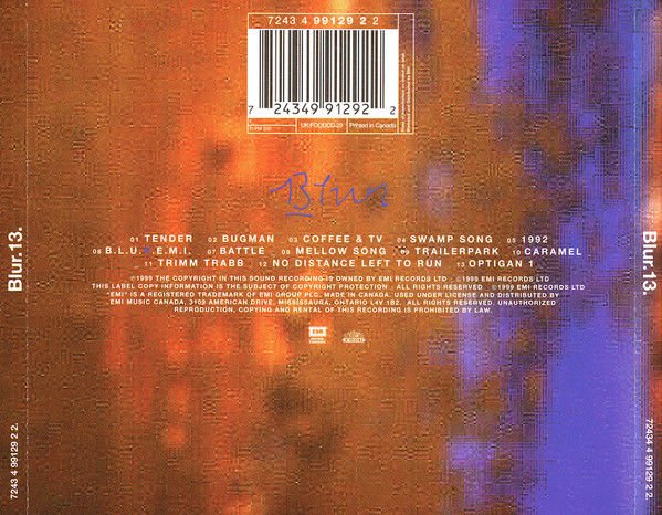 BLUR - 13 (1999) - CD REISSUE JEWEL CASE SIFIR