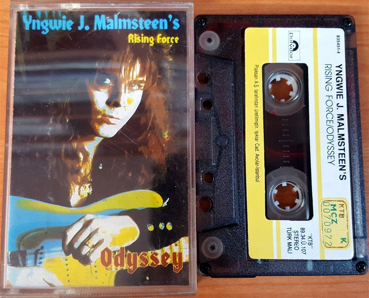 YNGWIE J. MALMSTEEN' RISING FORCE - ODYSSEY (1989) PLAKSAN CASSETTE MADE IN TURKEY ''USED'' PAPER LABEL